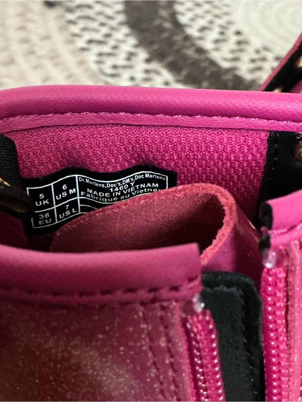 Dr. Martens Pink Glitter Lace-Up Combat Boots - Picture 5 of 11